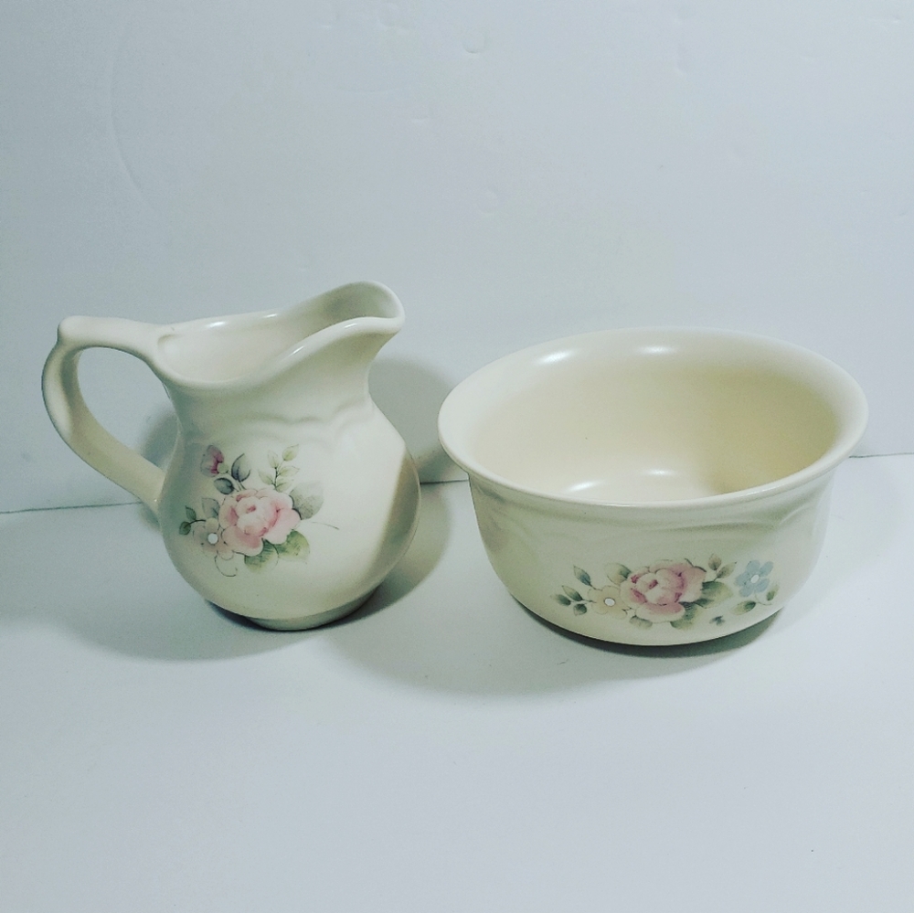 Pfaltzgraff Tea Rose Creamer & Cereal Bowl